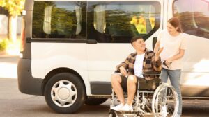 A wheelchair accessible van